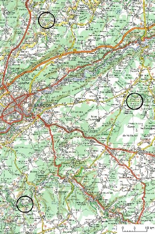 Carte des environs de Besançon