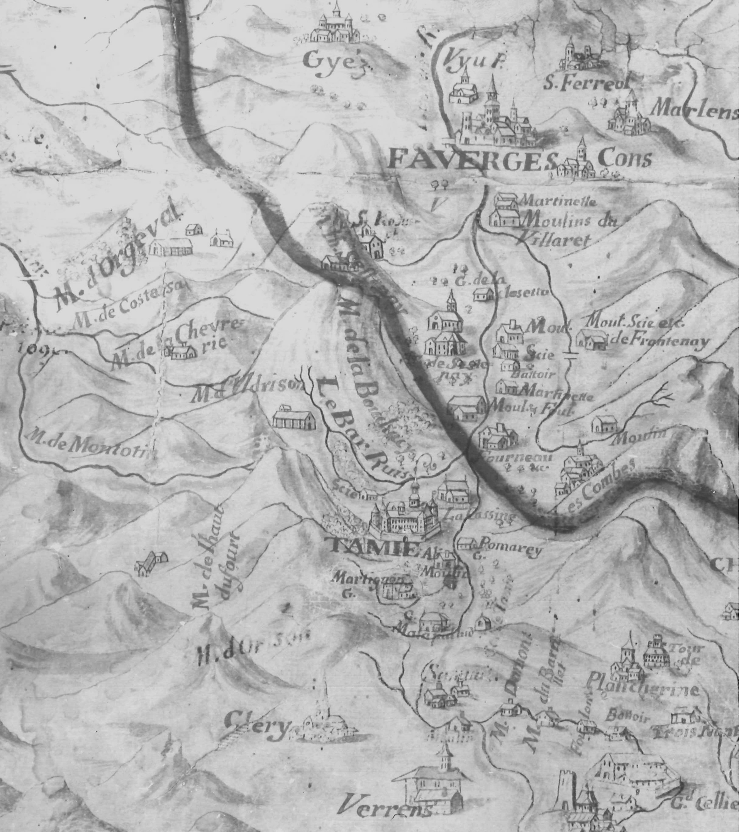 Carte de 1706 Alpages